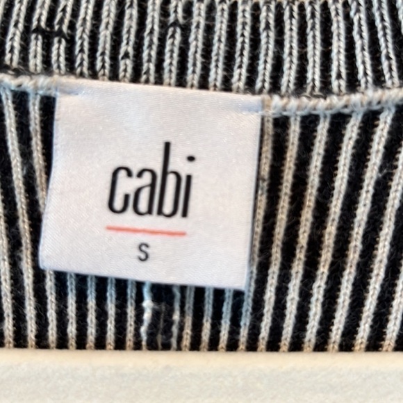 Cabi Cupid black white stripe cardigan sweater full zip 3/4 drop sleeve small - Picture 5 of 9